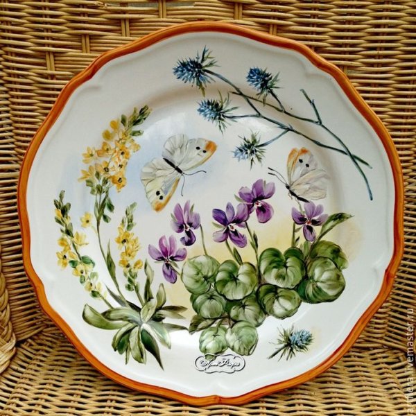 Роспись тарелок цветы