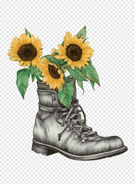 Цветы в башмаках живопись