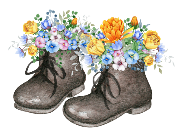 Рисовать цветы в ботинке