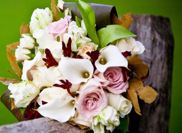 Букет с каллами и розами