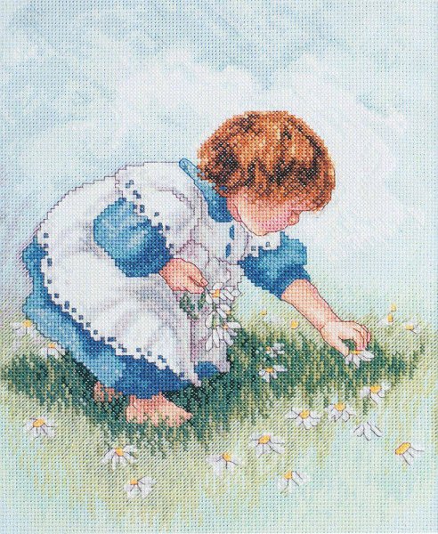 Мультяшные девочки с корзиной цветов