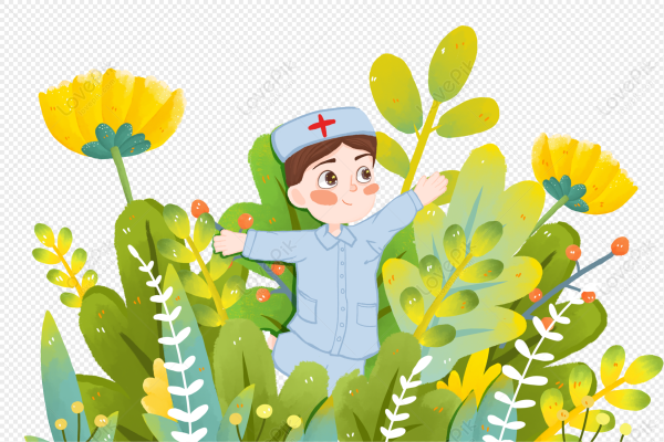 Медработник с цветами нарисованный