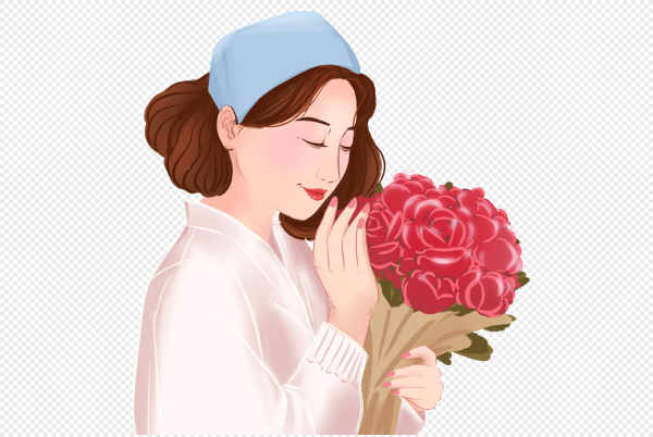 Медсестра с цветами