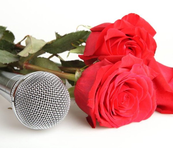 Микрофон и цветы