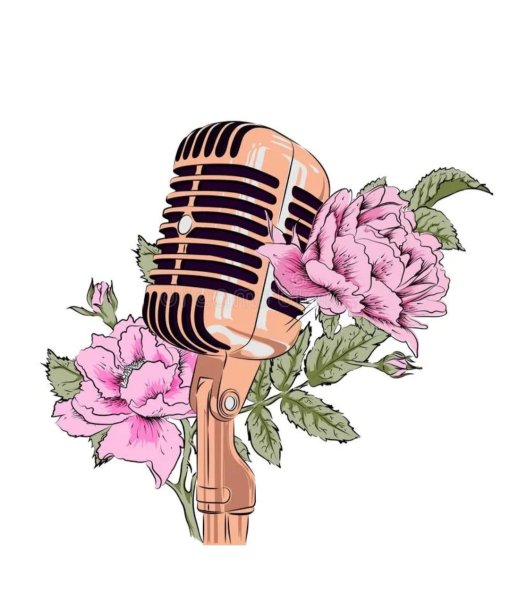 Микрофон с цветами на прозрачном