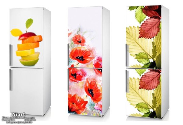 Наклейка маки на холодильник