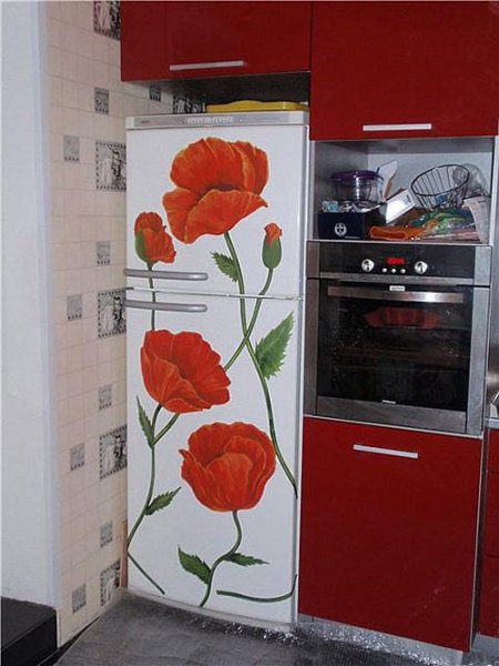 Художественная роспись на холодильнике