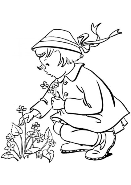 Весенний пейзаж раскраска