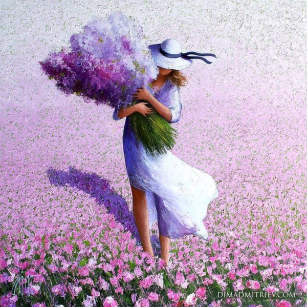 Девушка в цветах рисунок