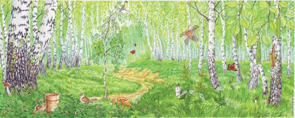 Весенний пейзаж цветными карандашами