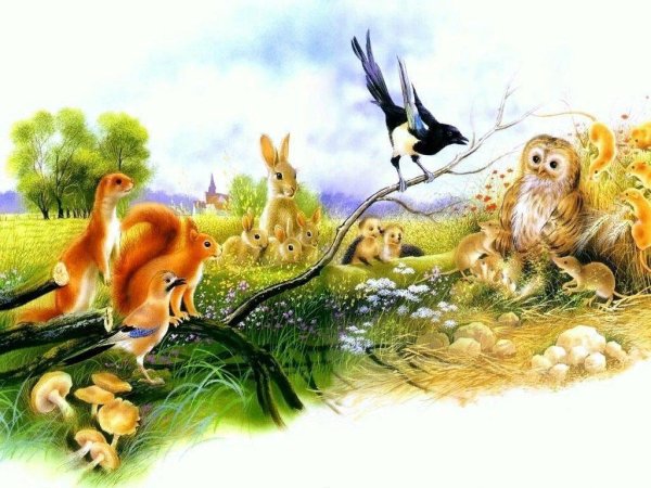 Дети на природе с животными