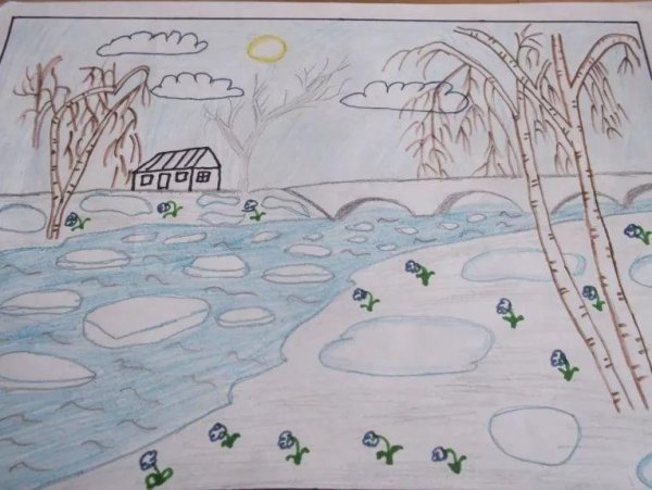 Рисунок на тему Весна карандашом