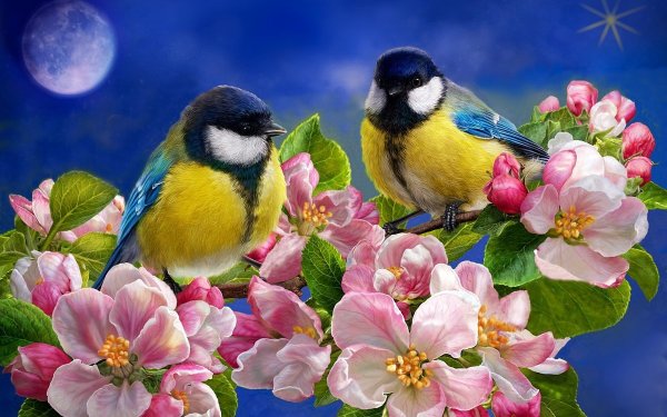 Красивая птица на ветке