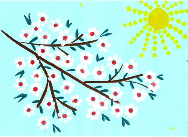 Весенние ветки рисование