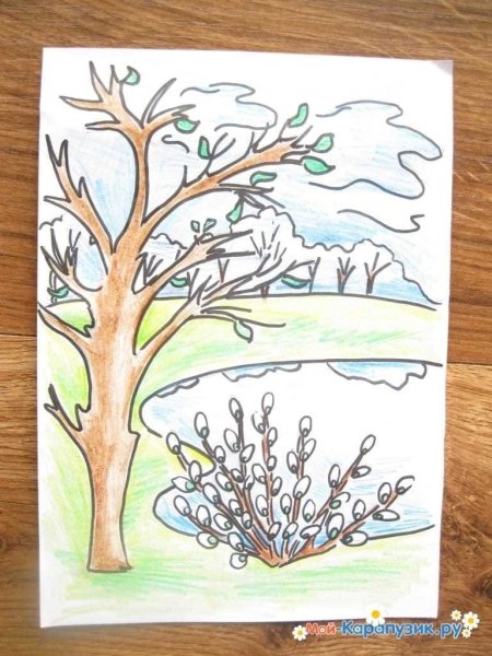 Весна срисовать