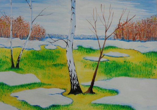 Рисование весенней веточки