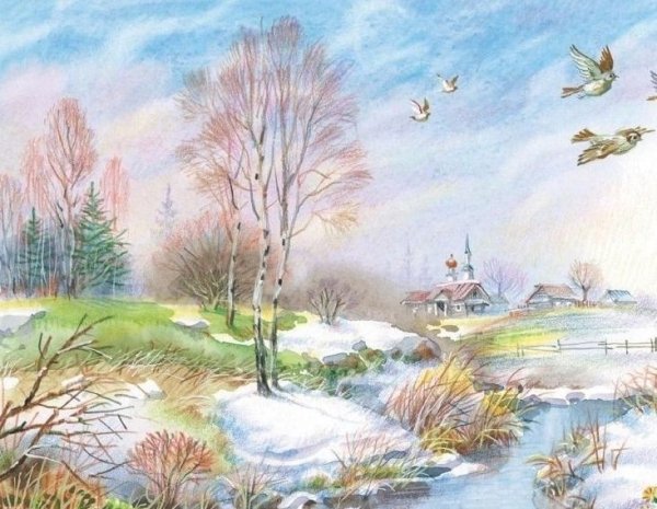 Тютчев Весна рисунок