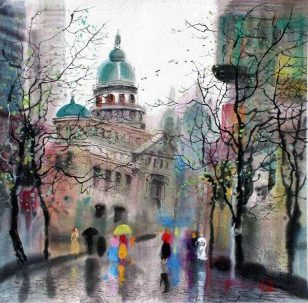 Апрель в городе живопись