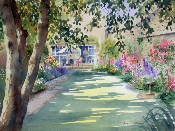 Пейзаж акварелью лето