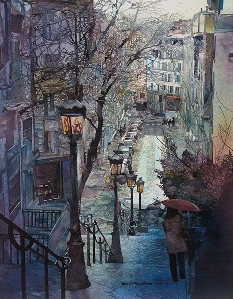 Джон Салминен городские акварели