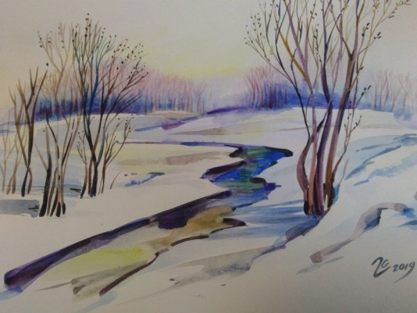 Весенний пейзаж набросок