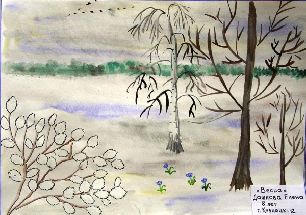 Весна рисунок карандашом