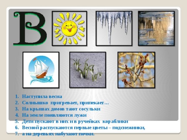 Признаки весны для дошкольников