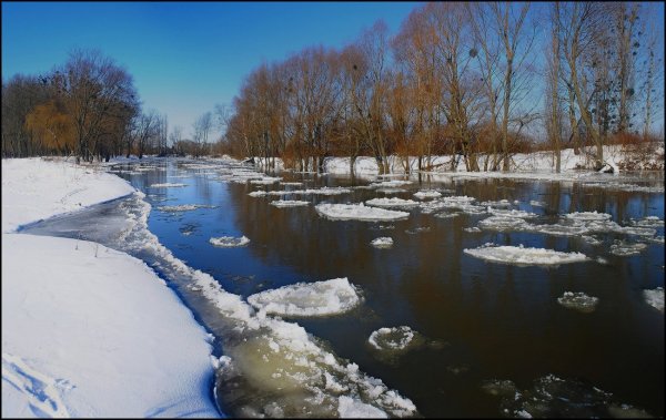 Весна ранняя ледоход на реке