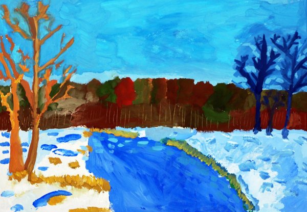 Весенний пейзаж рисунок для детей