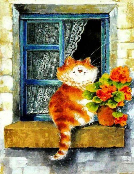 Кошки на окошке