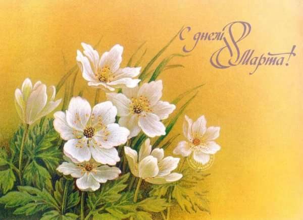 Советские открытки с подснежниками