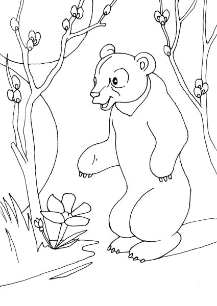 Весенний пейзаж раскраска