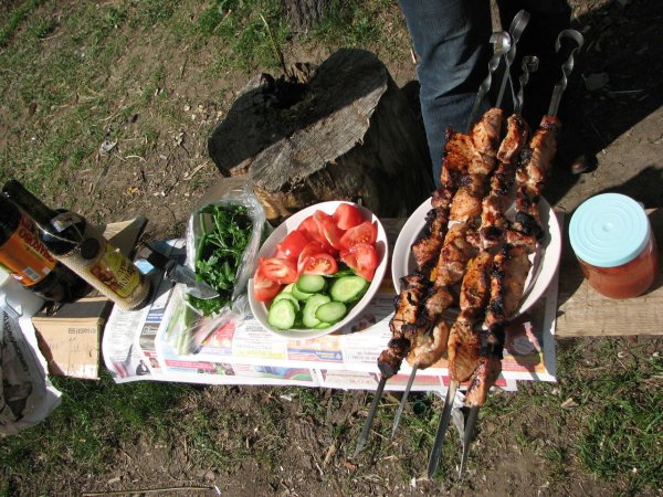 Шашлыки на природе весной