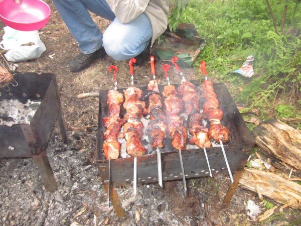 Шашлык на мангале на даче