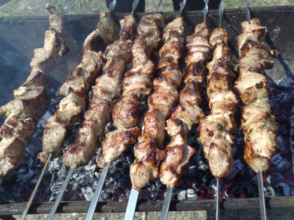 Шашлыки на даче весной