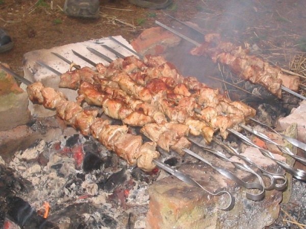 Шашлык на природе в деревне