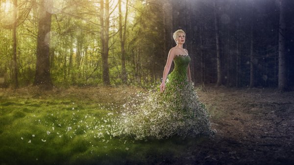 Женщина в сказочном лесу
