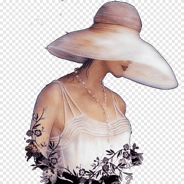 Дама в шляпке на фоне