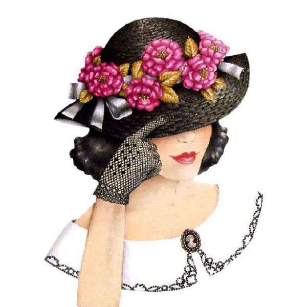 Дама в шляпке с цветами