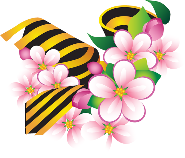 Георгиевская ленточка с цветами