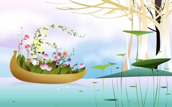 Весенний пейзаж мультяшный