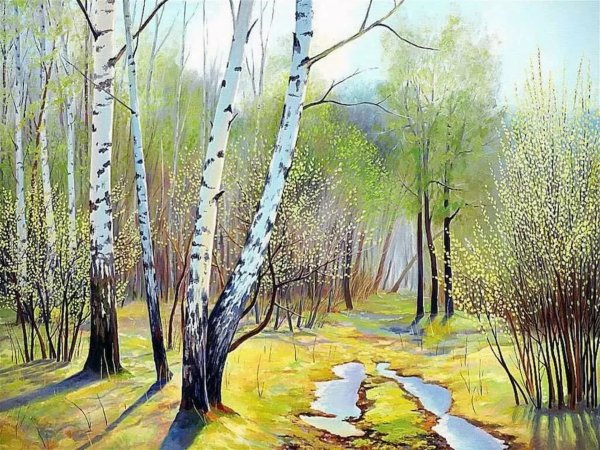 В.Деревенчук. Берёзовая роща. Картина