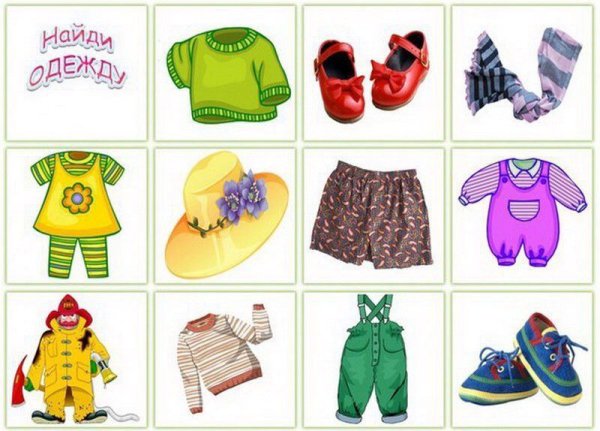 Одежда карточки для детей