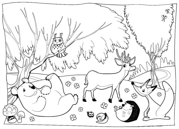 Раскраска А4 Обучайка Изучаем животных (цветной фон)