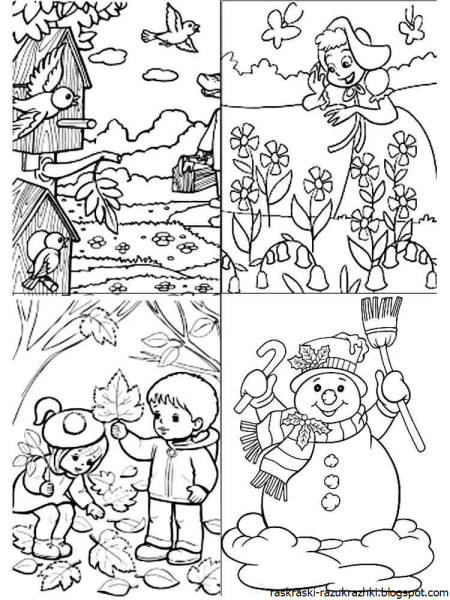 Раскраски в сад о весне