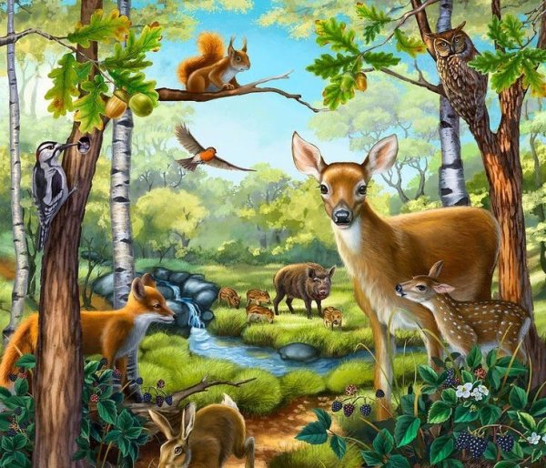 Лес с животными