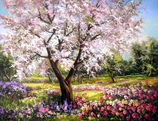 Пейзаж акварелью