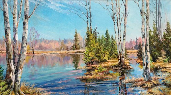 Пейзаж цветными карандашами