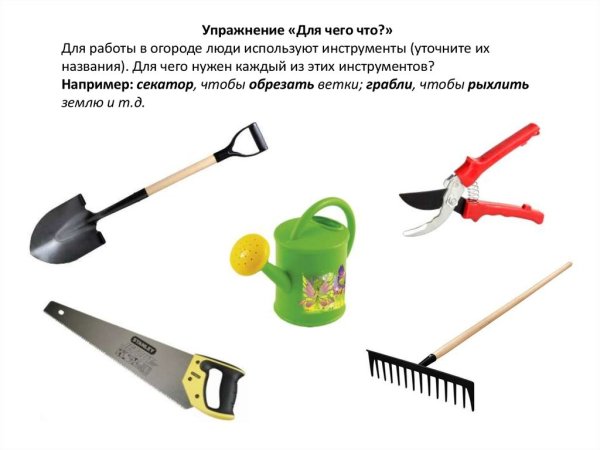 Садовые инструменты карточки для детей