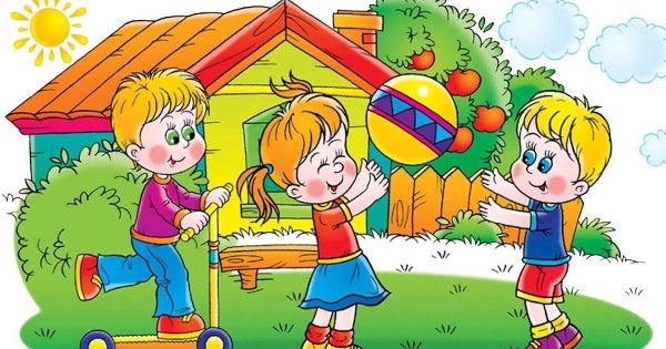 Дети на прогулке летом